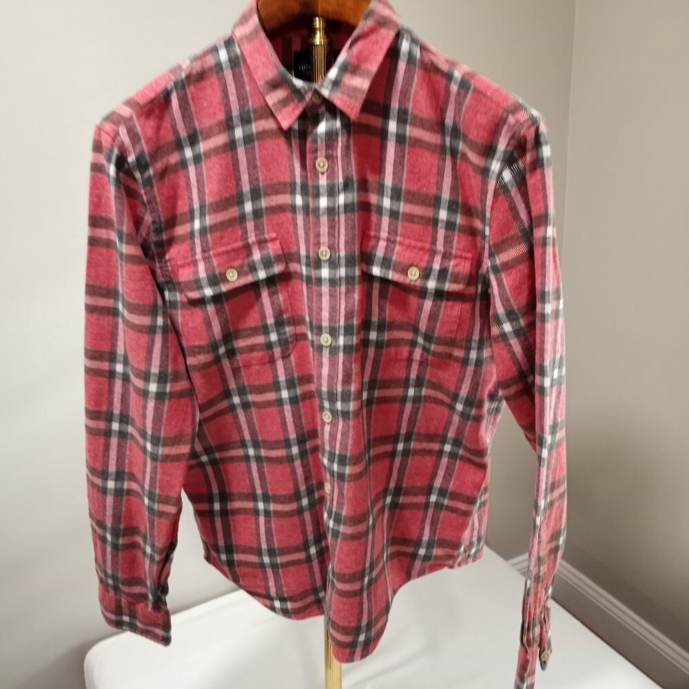 LUCKY BRAND LOS ANGELES RED/BLACK FLANNEL LOMNG SLEEV SHIRT MEN SIZE L